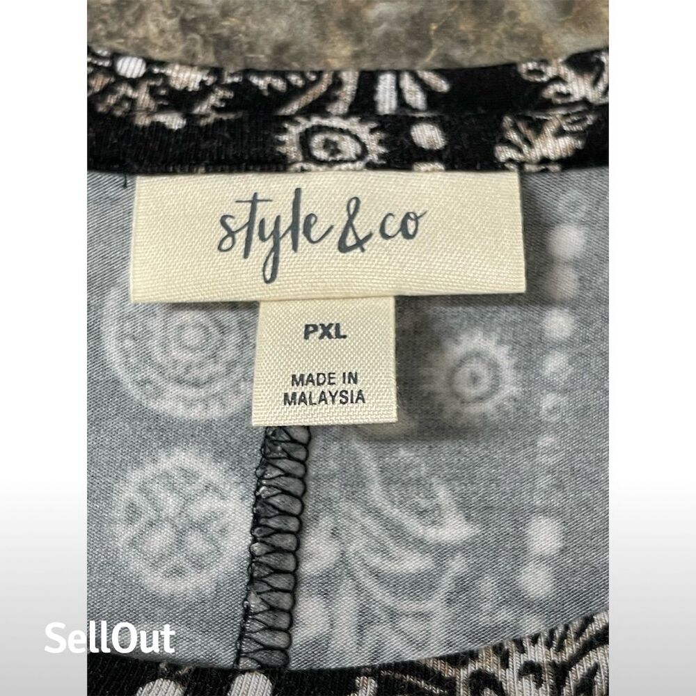 Style & Co Women's PXL Black Geometric Print Sleeveless Dress. Sku19 - Picture 6 of 9